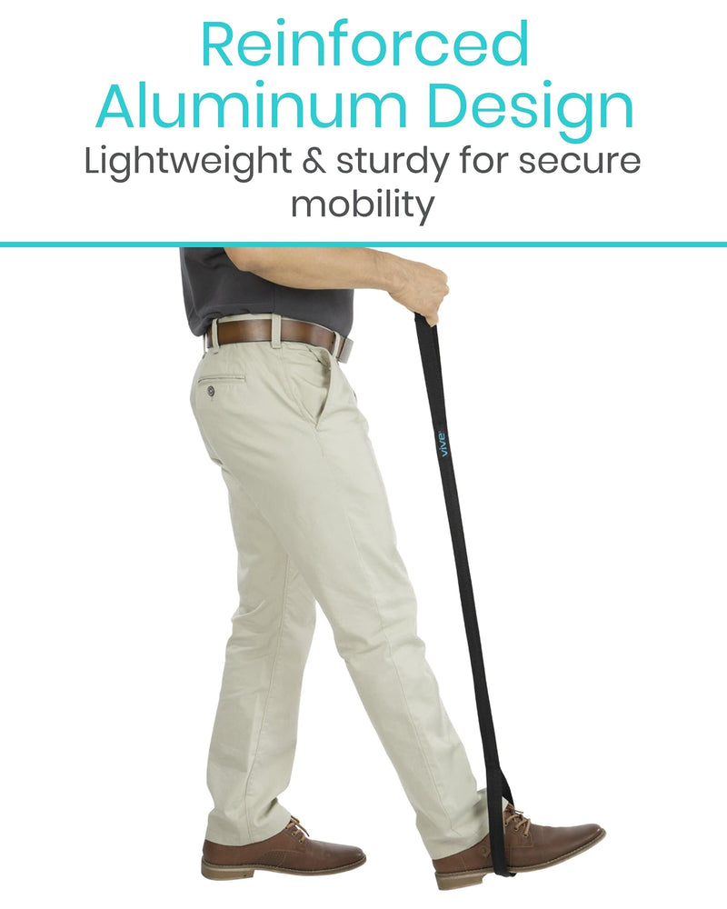 Vive Leg Lifter Strap (44 Inch) - Rigid Foot Loop, Hand Grip for Adult, Senior, Elderly, Handicap, Disability, Pediatrics - Long Band Mobility Aid for Car, Bed, Couch, Hip Replacement, Wheelchair
