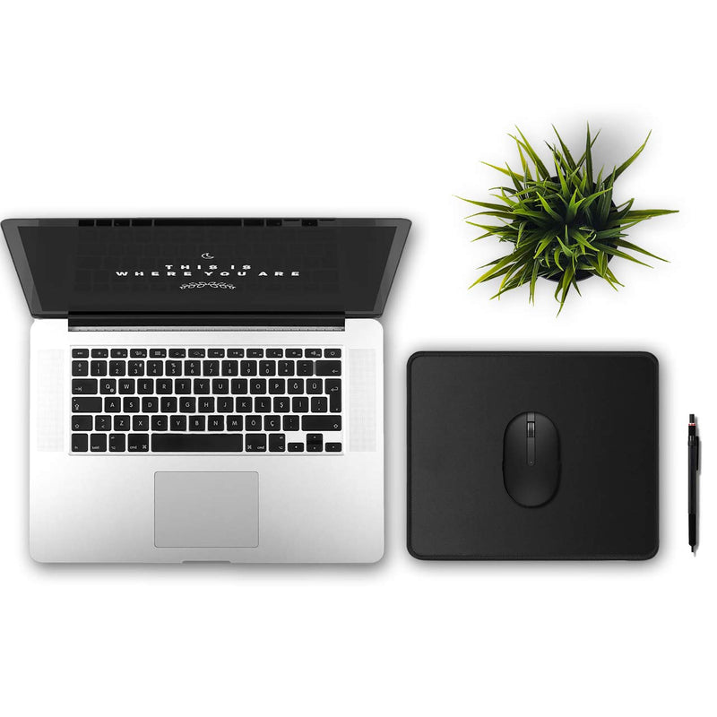 JIKIOU 3 Pack Mouse Pad with Stitched Edge, Comfortable Mouse Pads with Non-Slip Rubber Base, Washable Mousepads Bulk with Lycra Cloth, Mouse Pads for Computers Laptop Mouse 10.2x8.3x0.12inch Black