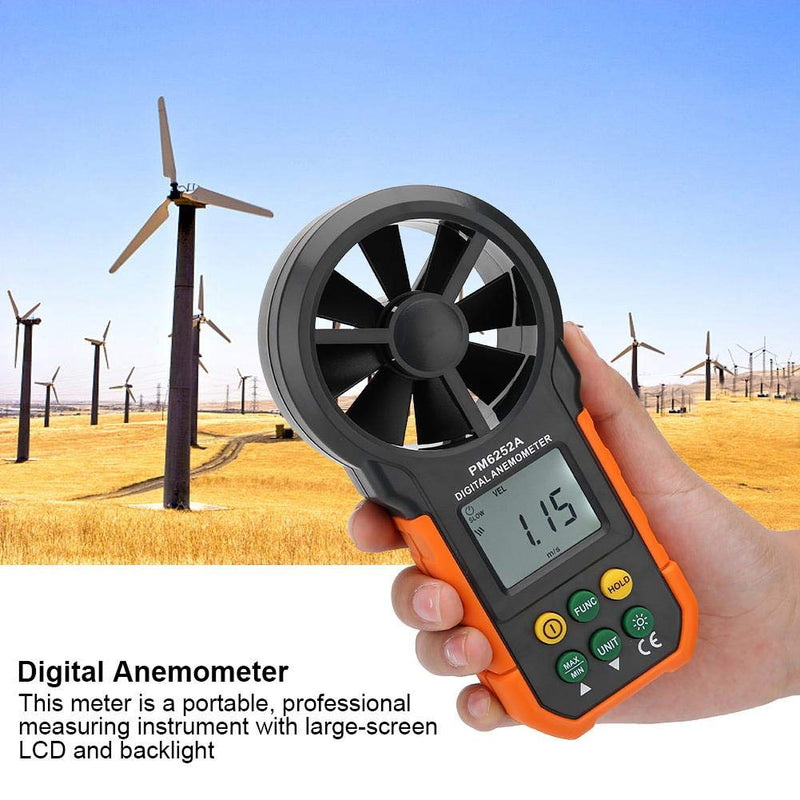 PEAKMETER PM6252A Digital Anemometer,Portable High Precision Handheld Wind Speed Meter Gauge Air Volume Measuring Meter for Weather Data Collection and Windsurfing Kite Flying Sailing