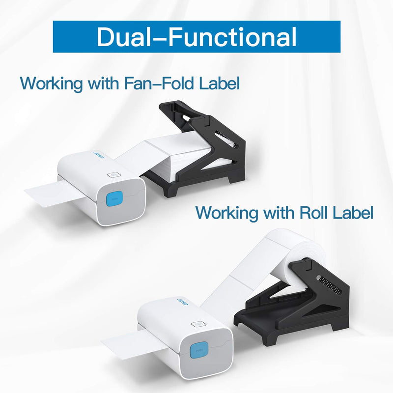 Jiose Label Holder, Thermal Label Holder for Rolls and Fan-Fold Labels, Work with Desktop Label Printer (Black)