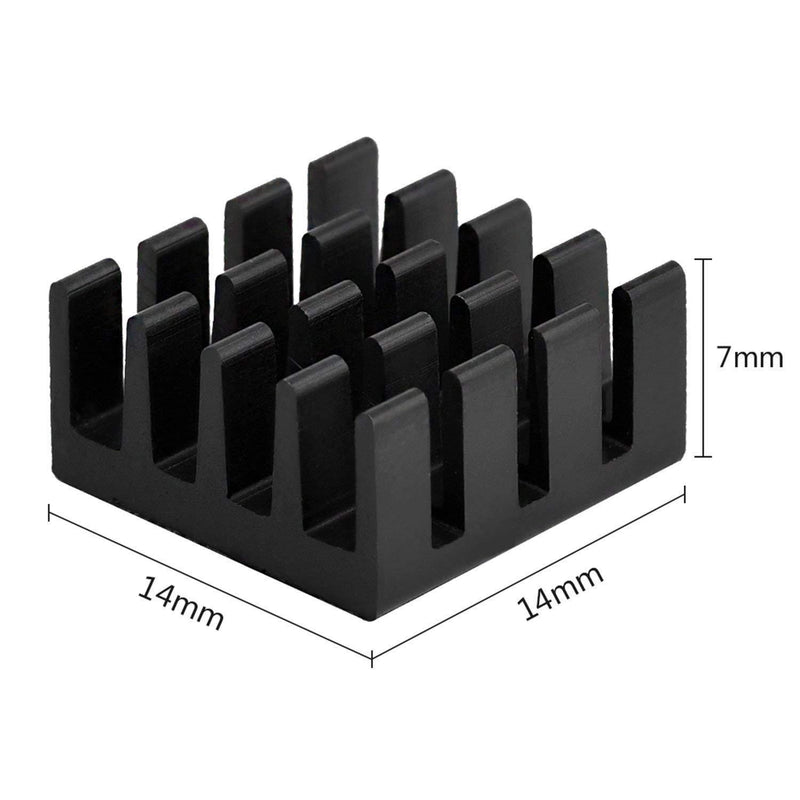 Easycargo 20pcs 14mm Heatsink 14x14x7mm, Black Anodized Aluminum Heat Sink for Cooling Cooler GPU Chips VRAM VGA VRAM RAM (14mmx14mmx7mm)