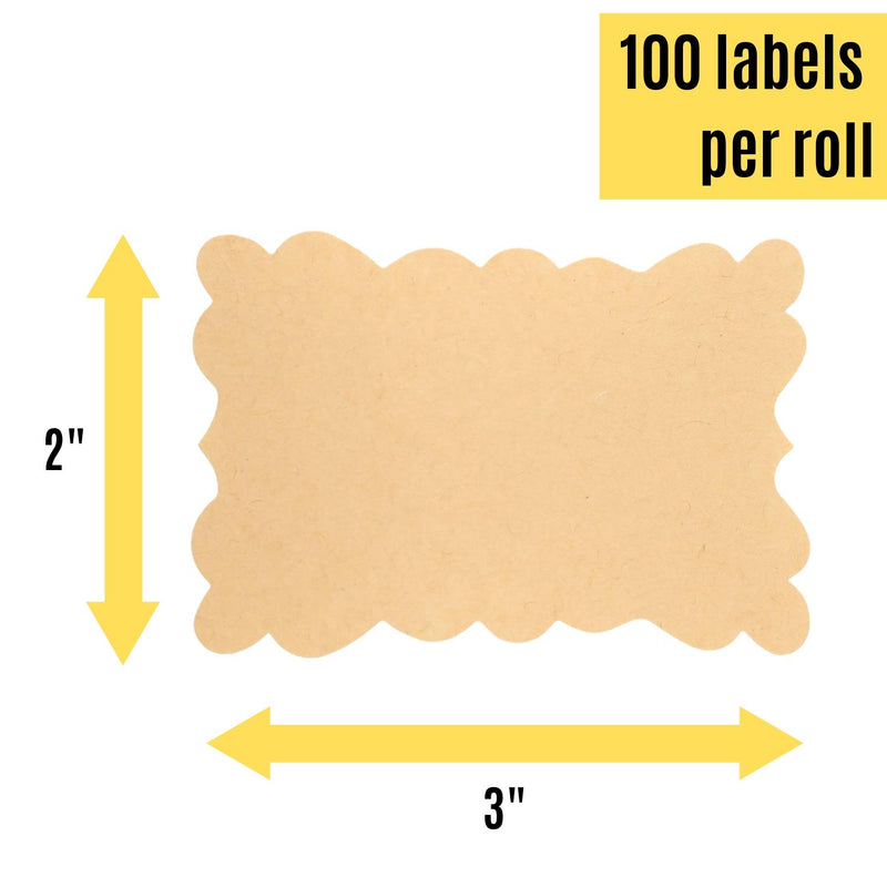 Houseables Sticker Labels for Jars, Label Stickers, 2” x 3”, 100 Pack, Brown, Paper, Self-Adhesive, Kraft Blank Sticker, Peel, Stick On, Write, Use with Canning Jar, All Purpose, Product, Labeling 100/Roll