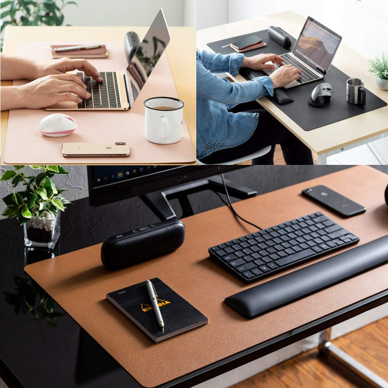 Leather Desk Pad Protector,Mouse Pad,Office Desk Mat,Non-Slip PU Leather Desk Blotter,Laptop Desk Pad,Waterproof Desk Writing Pad for Office and Home (Dark Pink,23.6" x 13.7") 23.6" x 13.7" Purple