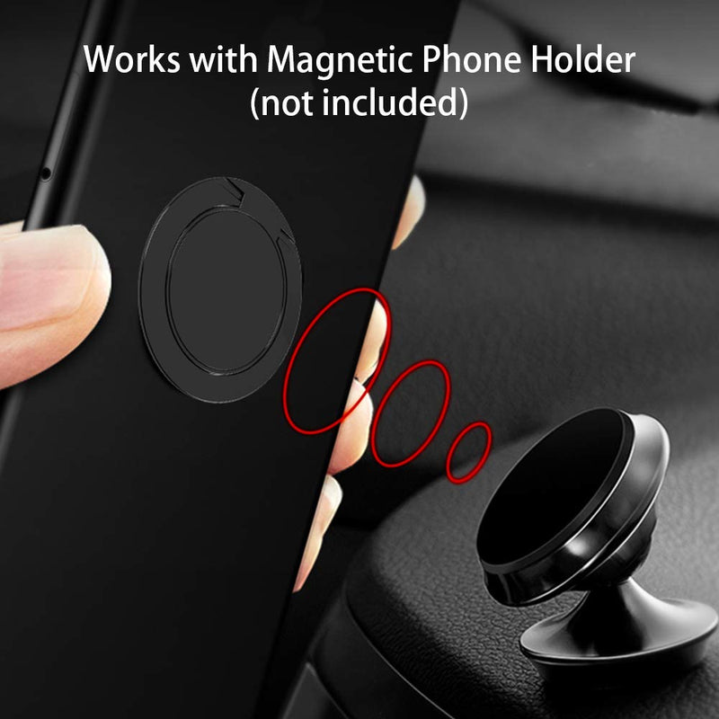 Upgraded World's Slimmest Phone Ring Holder, Tomorotec Ultra Thin Cell Phone Ring Stand Magnetic Car Mount Hook Matte Center Compatible for iPhone X 8 7 Plus 6S 6 5s 5 SE,Galaxy S8 S7 S6 Edge(Black) Black