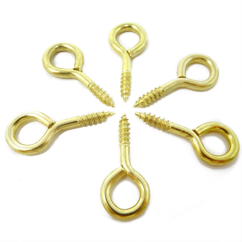 Honbay 100PCS 28mm(1.1 Inch) Nickel Plated Screw Eyes Pins Eye Bolt Hooks Eye Shape Screw Hooks Hanging Cup Hooks (Gold) Gold