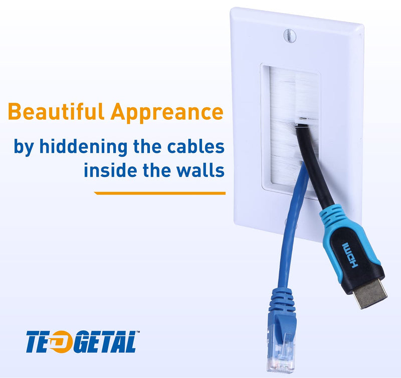Single Brush Wall Plate 2-Pack,Single Gang faceplate Cable Pass Through Insert Wall Socket for HDTV, HDMI, Network, Coaxial Cables, Speaker Wires White