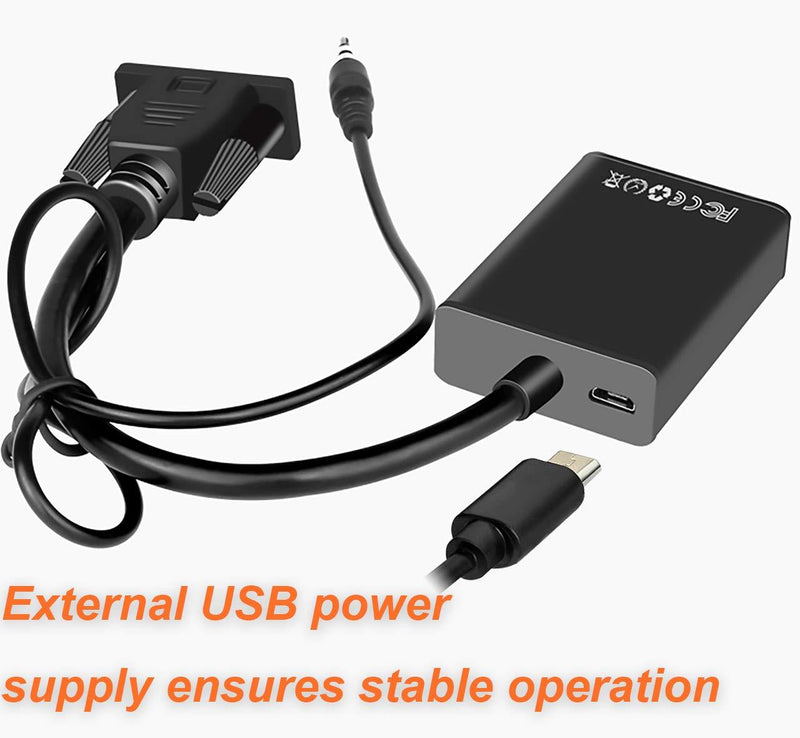 VGA to HDMI Adapter Converter with Audio Supports 1080P VGA Male to HDMI Female Audio Video Cable Converter for Connecting PC, Laptop to HDTV, Displays,Monitor VGA TO HDMI Adapters