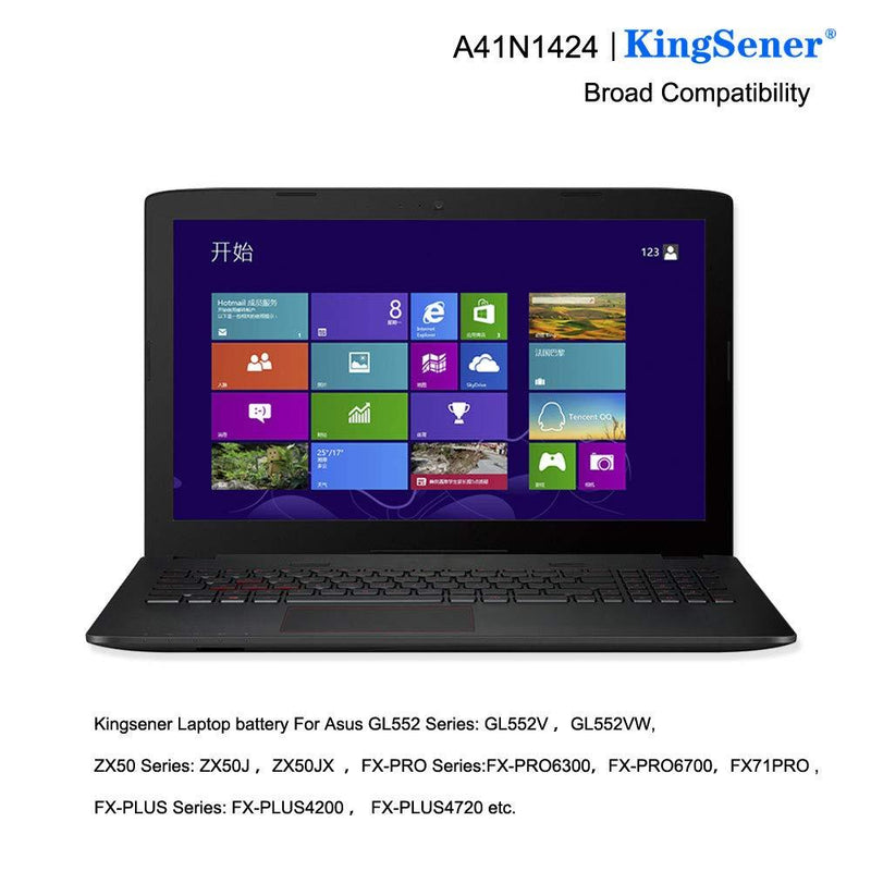 KingSener A41N1424 Laptop Battery for ASUS ASUS (ROG) GL552 GL552V GL552VW GL552J GL552JX ZX50V ZX50VW ZX50JX X50J ZX50 JX4200 JX4720 FX-Plus FX-PRO 6300 6700 14.4V 48WH