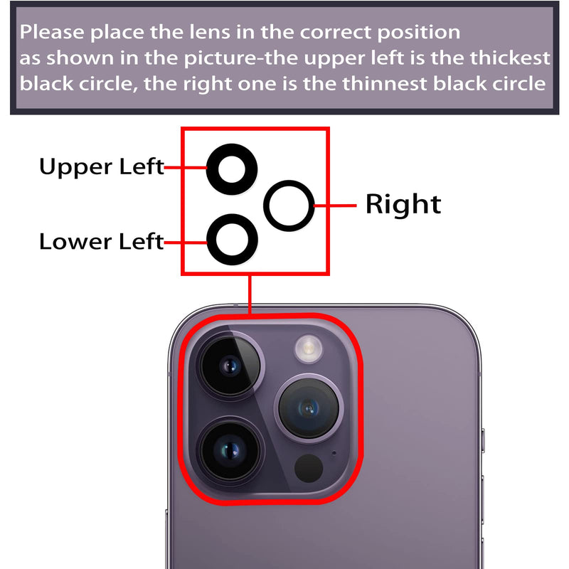 3pcs/Set Rear Back Camera Glass Lens Replacement for iPhone 14 Pro for iPhone 14 Pro Max Camera Glass Lens Covers Replacement with Adhesive Preinstalled + Replacement Repair Tool kit Set