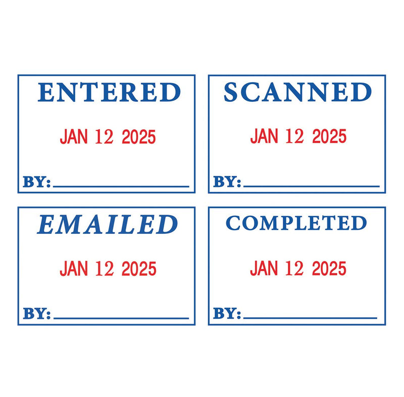 2000 PLUS 4-in-1 Self-Inking E-Message Date Stamp, 1-78" x 3/16" Impression, Blue and Red Ink (011098)