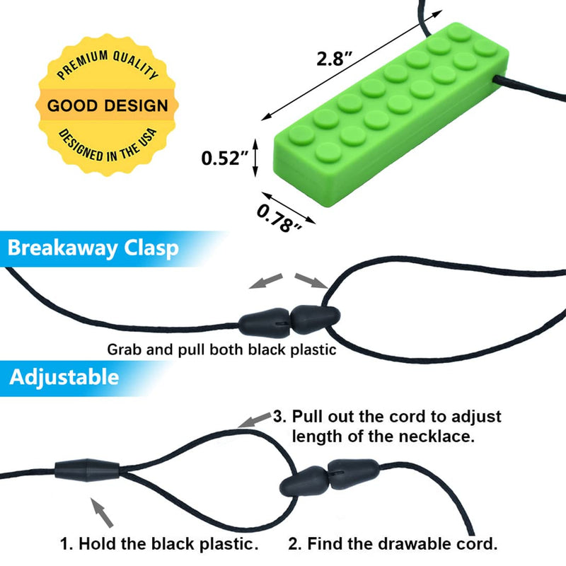 Chew Necklace, Sensory Chew Necklace Bundle for Kids with Teething, ADHD, Autism, Biting Needs, Oral Motor Chewy Teether, Silicone Necklace Made from Food Grade Silicone Safety, for Boys&Girls(4 PCS)