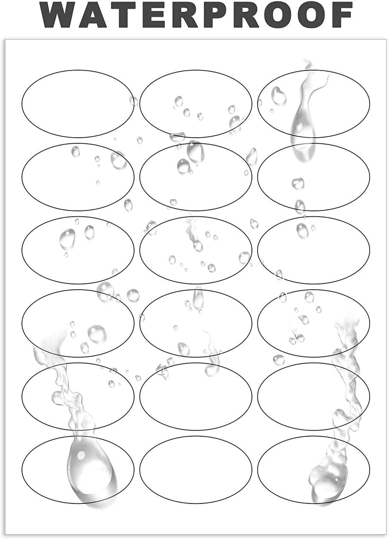 Mr-Label 1.5" x 2.5" Matte Frosted Clear Oval Labels - Waterproof and Tear-Resistant - for Inkjet & Laser Printer - Permanent Adhesive - for Gift Decoration | Envelope (180 Labels) 180 labels