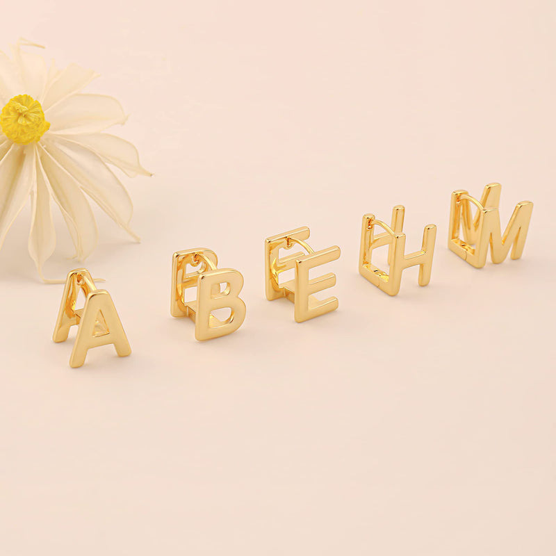 Initial Stud Earrings for Women 14K Gold Plated 26 Letters A-Z Earrings Valentine's Day Jewelry Gifts A-Gold