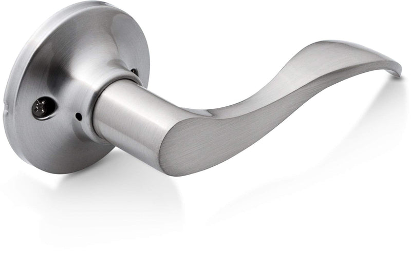 Berlin Modisch Dummy Lever Door Handle [Pack of Two] for Closets with a Satin Nickel Finish, Single Side, Non-Turning Pull Only Classic Series Dummy - 2 Pack [Right & Left Hand] Brushed Nickel Finish