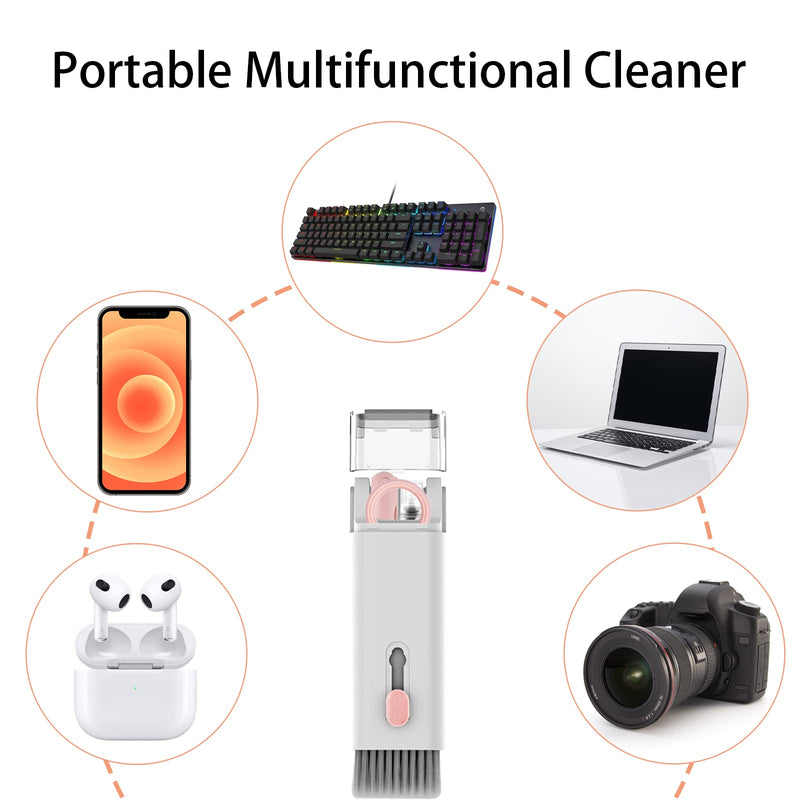 7 in 1 Electronic Cleaner kit - Keyboard Cleaner, Keyboard Cleaning Kit, Laptop Cleaner with Brush, Electronic Cleaner for Airpods pro/Laptop/Phone/Computer/Screen (Give Away a Flannel Cloth) Pink A-eight in one-pink