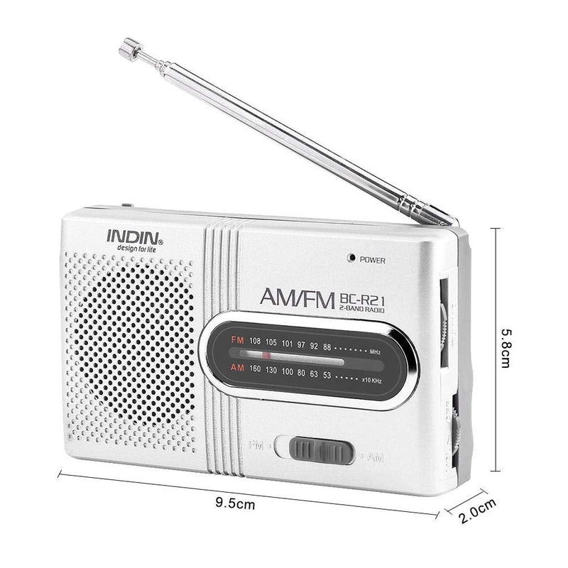 Portable Pocket AM/FM Radio Receiver, Built-in Speaker and Standard Earphones Jack, World Universal FM 88-108MHz AM 530-1600 KHz Music Player with Telescopic Antenna