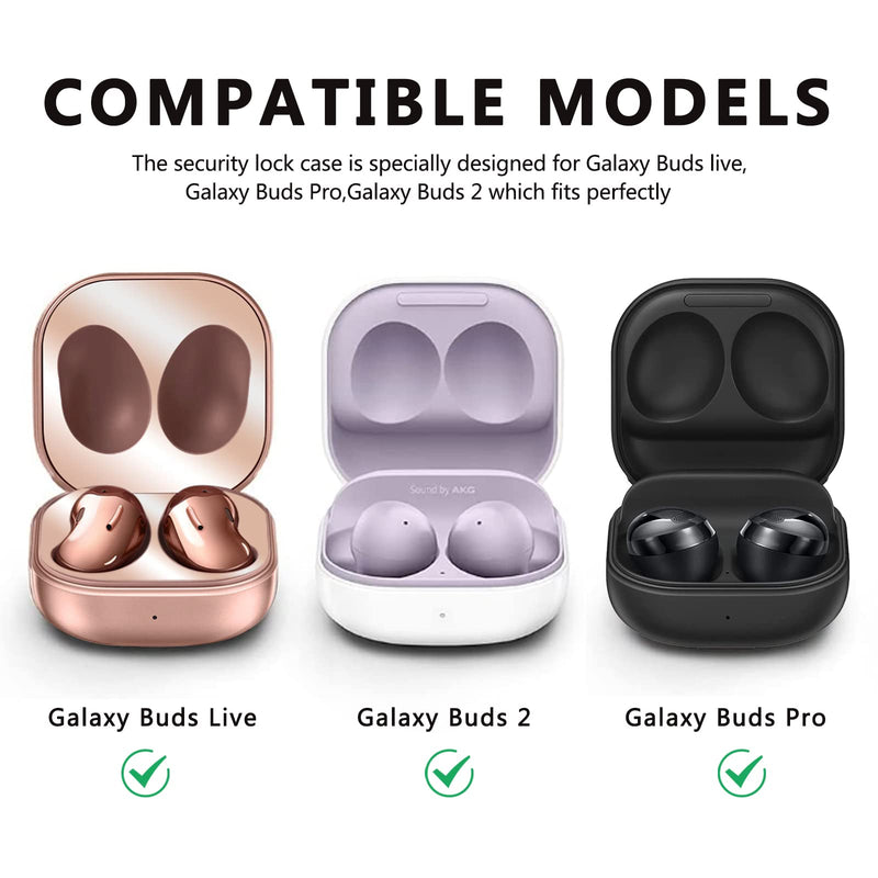 (with Security Lock) Armor Case Cover for Samsung Galaxy Buds Pro Case/ Galaxy Buds Live Case / Galaxy Buds 2 Case Cover Hard PC Shockproof Case Cover with Keychain/Straps/Cleaning Brush. (Red) Red