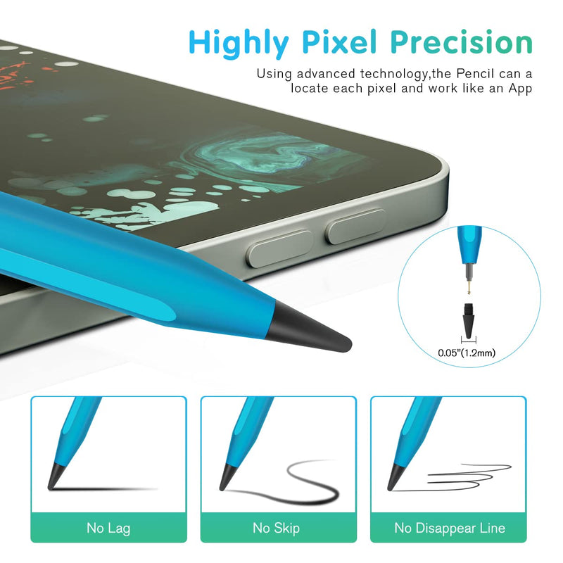 Stylus Pencil for iPad 9th Generation, Active Pen with Palm Rejection Compatible with (2018-2021) Apple iPad 9th 8th 7th Gen/iPad Pro 11 & 12.9 inches/iPad Air 4th Gen/iPad Mini 6th Gen (Cyan) Cyan
