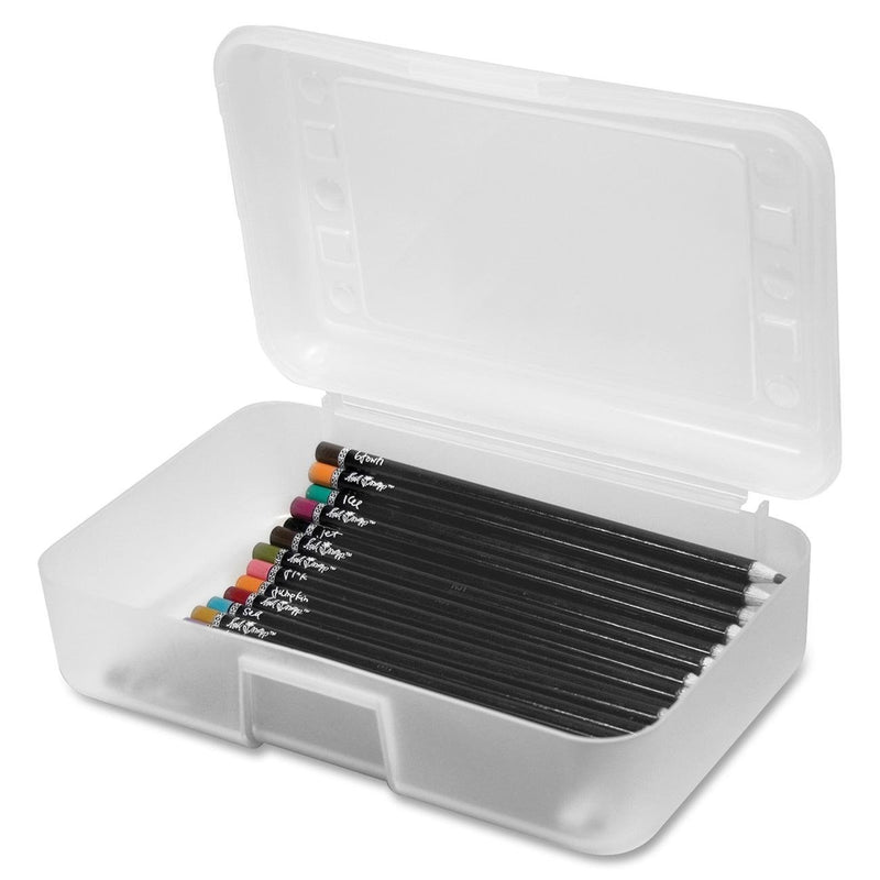 ADVANTUS Polypropylene Pencil Box with Lid, 8.5 x 5.5 x 2.5 Inches, Clear, Sold As 4 Packs (34104)