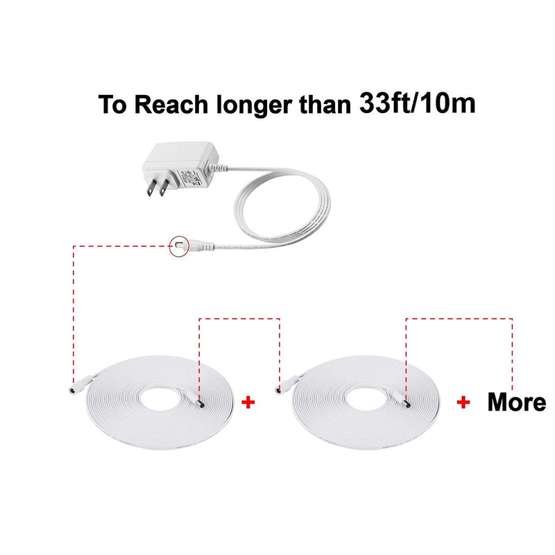 [2020 Newest]Tonton DC Power Extension Cable 33Ft 10M 2.1mm x 5.5mm Compatible with 12V DC Adapter Cord for CCTV Security IP Camera, LED, Light Strip