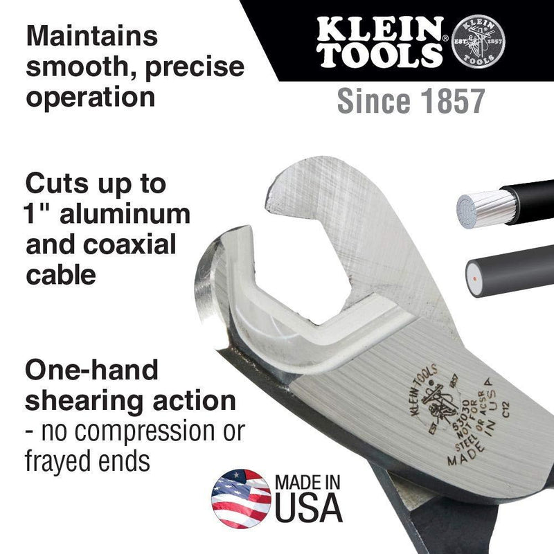 Klein Tools 63030 Cable Cutter Coaxial 1" Capacity , Blue 1-Inch