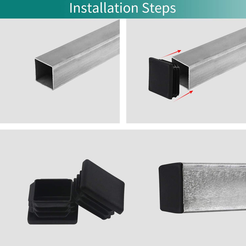 2 2X2 Inch Square Plastic Plug Tubing End Cap 10 Pack, 2" 2"X 2" Black Square Tube End Cap Fence Post Pipe Cover Tubing Insert Chair Glide Finishing Plug