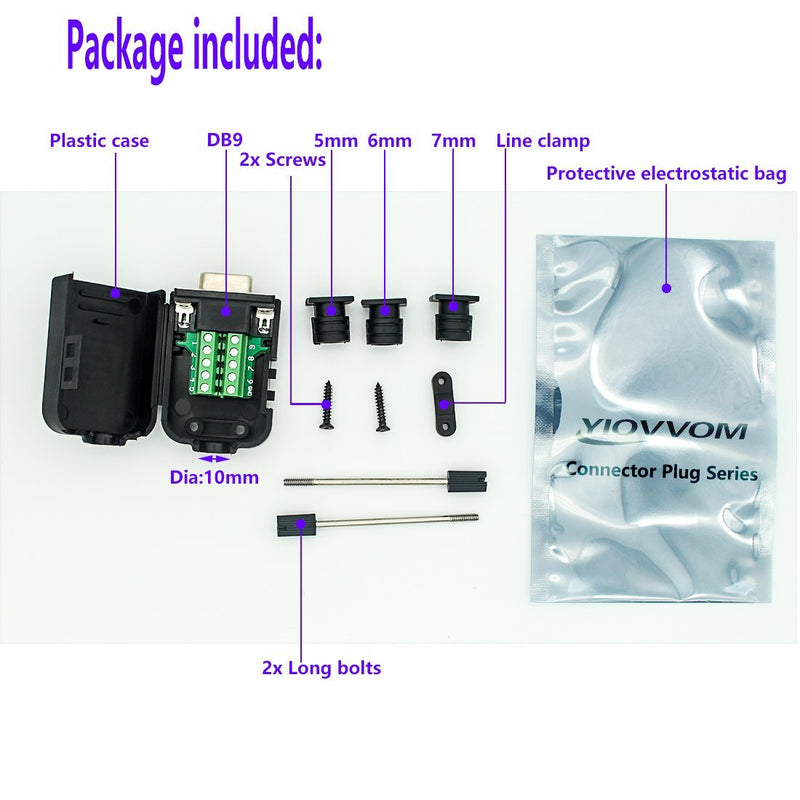 YIOVVOM DB9 Breakout Connector to Wiring Terminal RS232 D-SUB Male Serial Adapters Port Breakout Board Solder-Free Module with case( Female Serial Adapter) Female Adapter