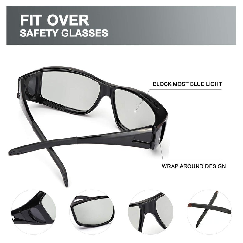LVIOE Fit Over Blue Light Blocking Glasses and Computer Eyewear- Wear Over Prescription Glasses/ Reading Glasses/ RX Glasses Black Frame Anti Blue Light Glasses
