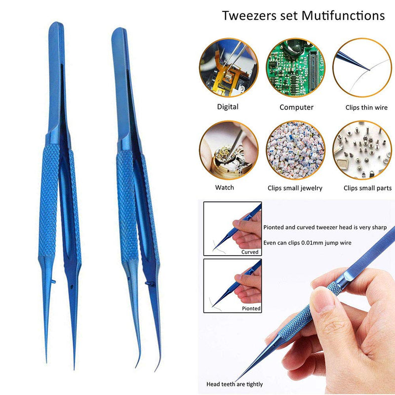 Tvoip 1Pcs Precision Titanium Alloy Tweezers Fly Line Fingerprint Forceps Clips for Electronic Components Copper Wire Picking Tools (BT-11 Curved Tweezers) BT-11 Curved Tweezers