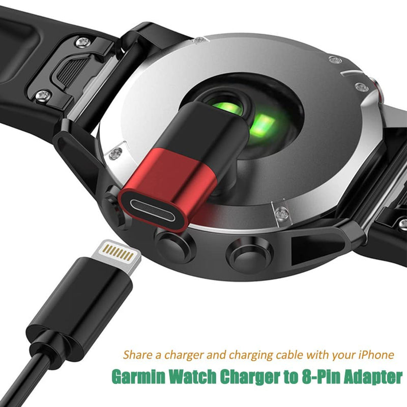 Garmin Watch Charger to 8-Pin Adapter 90 Degrees, Compatible with Garmin Fenix 7/7S/7X/6S/6/6X/5S/5/5X, Instinct 1/2/2S/Tide/Tactical, Forerunner, Vivomove,Vivoactive,Venu Series and More iPhone Port