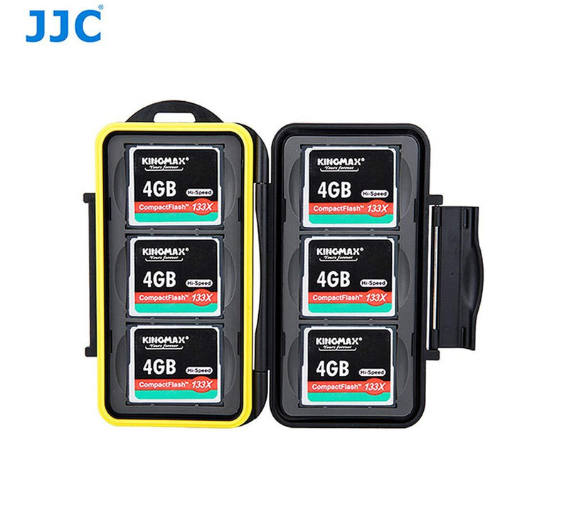 Water Resistant JJC MC-CF6 Memory Card Hard Case for 6 Pcs CF Cards with Lock