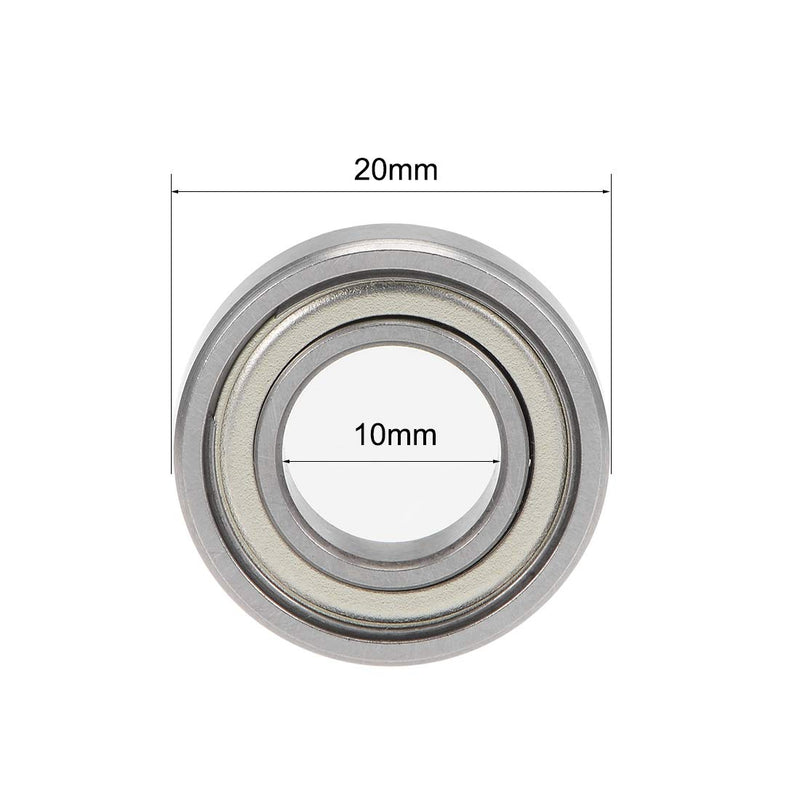 uxcell MR2010ZZ Deep Groove Ball Bearings 10mm x 20mm x 6mm Double Shielded Chrome Steel P0(ABEC1) 4pcs