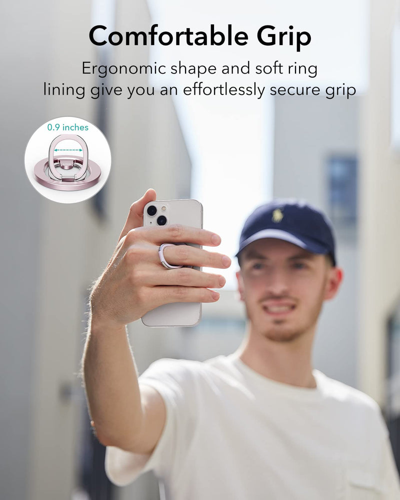 ESR HaloLock Magnetic Phone Ring Holder, Compatible with MagSafe Phone Ring Stand, Phone Grip Compatible with iPhone 14/13/12 Series, Adjustable Kickstand, Pastel Pink