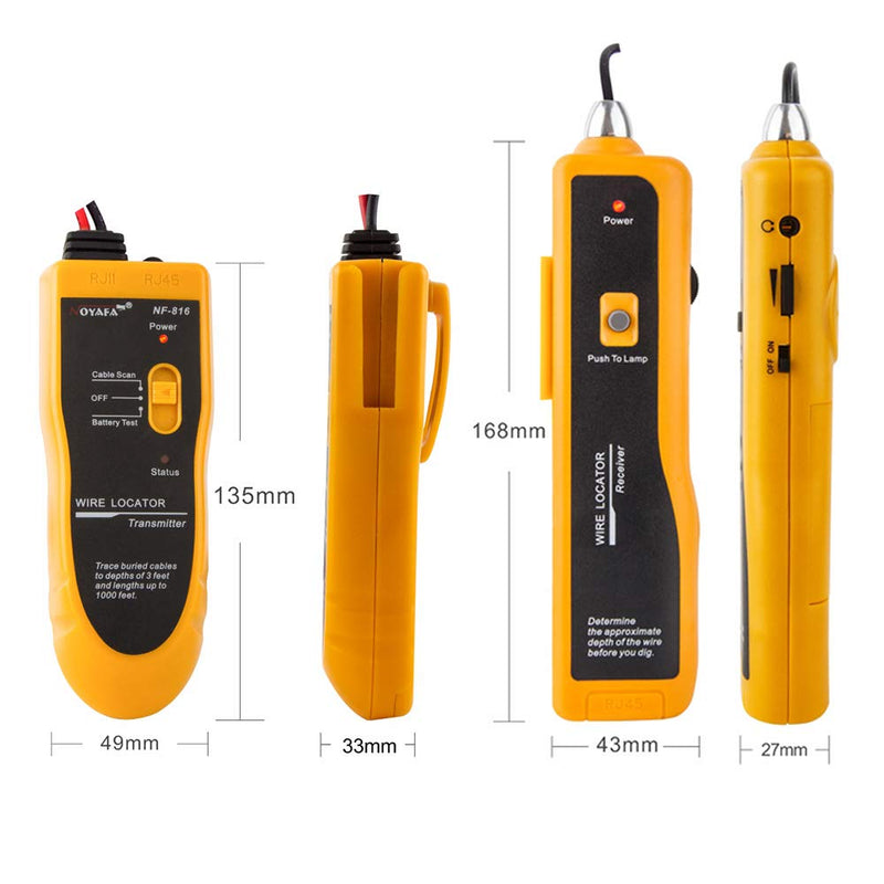 NOYAFA D3IN0580-B Underground Cable Wire Locator, Easily Locate Pet Fence Wires, Metal Pipes, Electrical Wires, Telephone Wire, Coax Cable