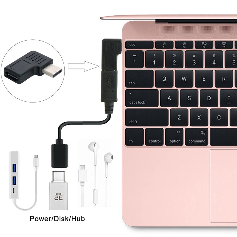 Cablecc 90 Degree Right & Left Angled USB 3.1 Type-C Male to Female Extension Adapter for Laptop & Tablet & Mobile Phone