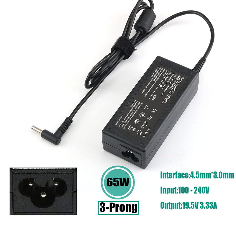 65W AC Adapter Laptop Charger Compatible for HP Envy 13 15 17 X360 15-1039wm 15-1033wm 15-w117cl 15-w237cl 15m-cn0011dx 15m-bp111dx 15m-bq121dx 17m-bw0013dx Laptop Notebook PC Power Supply Cord