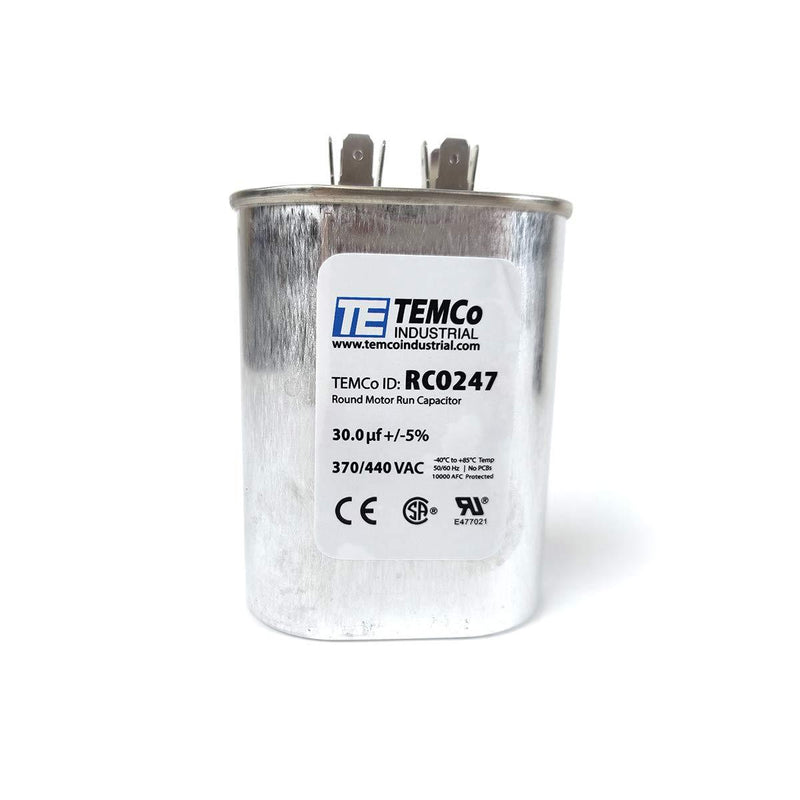 TEMCo 30 uf/MFD 370-440 VAC Volts Oval Run Capacitor 50/60 Hz AC Electric - Lot -1 30 uf (1 Pack)