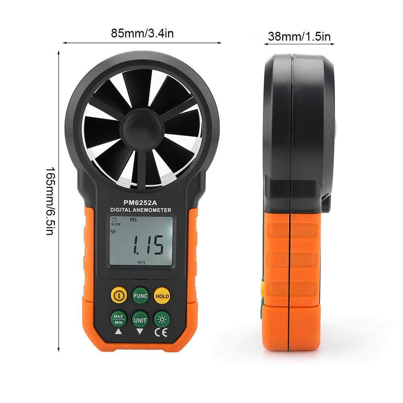 Handheld Digital Anemometer PM6252A Wind Speed Meter Air Flow Meter with LCD Display Backlight for Windsurfing Kite Flying Sailing Surfing Fishing