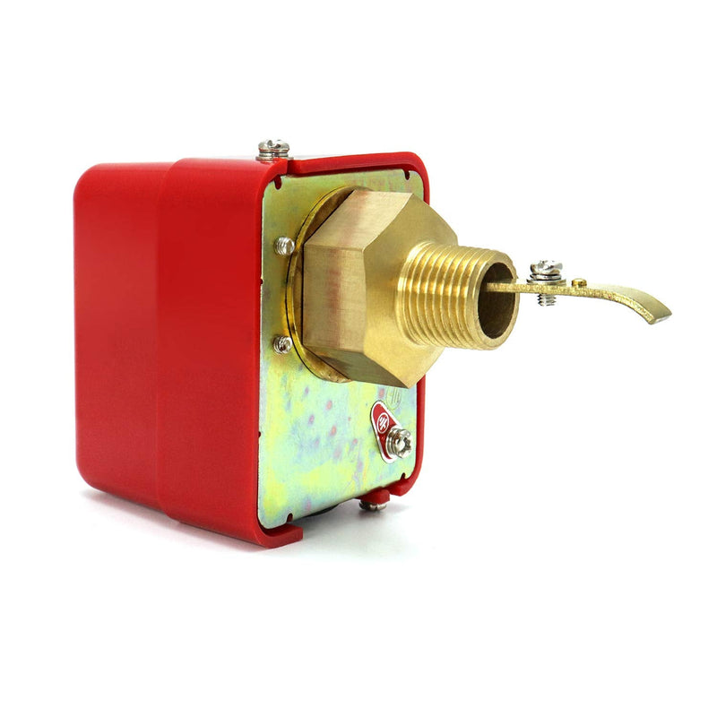 QWORK 1/2" (HFS-15) Water Flow Control Switch, 250V Brass Water Flow Switch Paddle Control, 1.0Mpa, SPDT Output, Male Thread Connection