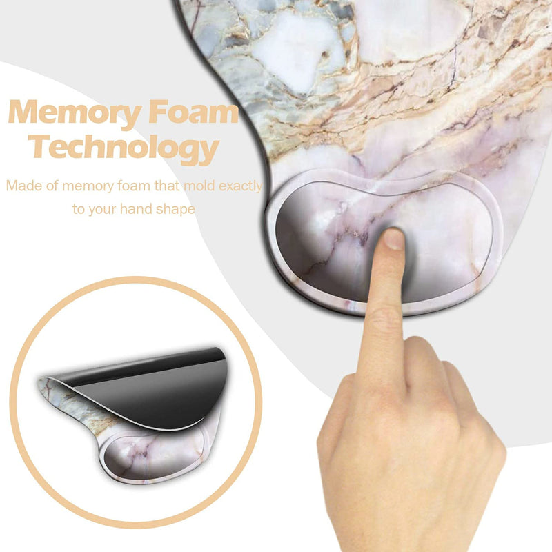 Dooke Ergonomic Mouse Pad with Wrist Support, Cute Mouse Pads with Non-Slip Rubber Base for Home Office Working Studying Easy Typing & Pain Relief Marble