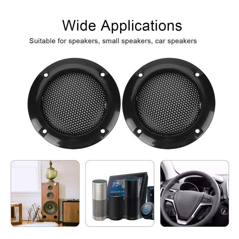 2 Inch Speaker Grill Cover, Speaker Decorative Steel Mesh Circle Car Speaker Protective Mesh Cover Replacement(Black) Black