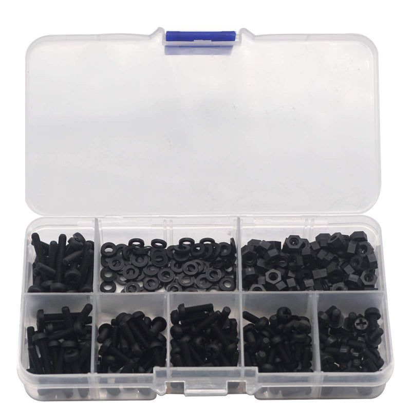 350Pcs ShareGoo M3 Nylon Screws Bolts and Nuts M3 Hex Screws M3 Washers Spacer Standoff Hardware Assorted Kit for RC FPV Drone Audunio PCB Board