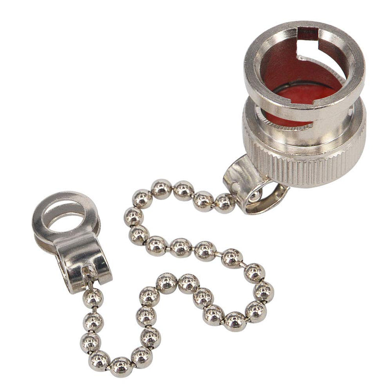 BOOBRIE 5-Pack BNC Dust Cap Waterproof Protective Cover with Chain BNC Coax Cap for BNC Female Jack Connector RF Coaxial Adapter Nickel-Plated