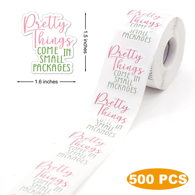 Muminglong 1.5 Inch Pretty Things Come in Small Packages Sticker,Mail Sticker,Thank You Sticker, Small Business, Handmade Sticker,Packaging Sticker, 500 PCS