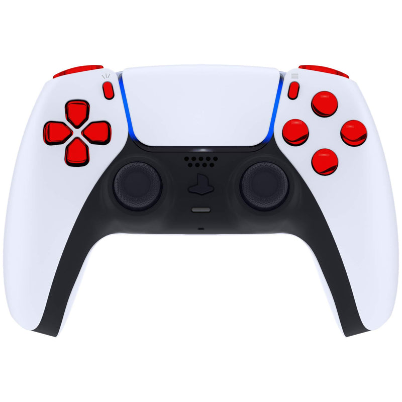 eXtremeRate Replacement D-pad R1 L1 R2 L2 Triggers Share Options Face Buttons for PS5 Controller, Chrome Red Full Set Buttons Repair Kits for Playstation 5 Controller - Controller NOT Included