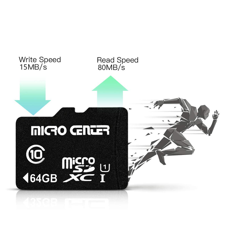 Micro Center 64GB Class 10 MicroSDXC Flash Memory Card 10 Pack with Adapter for Mobile Device Storage Phone, Tablet, Drone & Full HD Video Recording - 80MB/s UHS-I, C10, U1 (10 Pack) 64GB - 10 pack