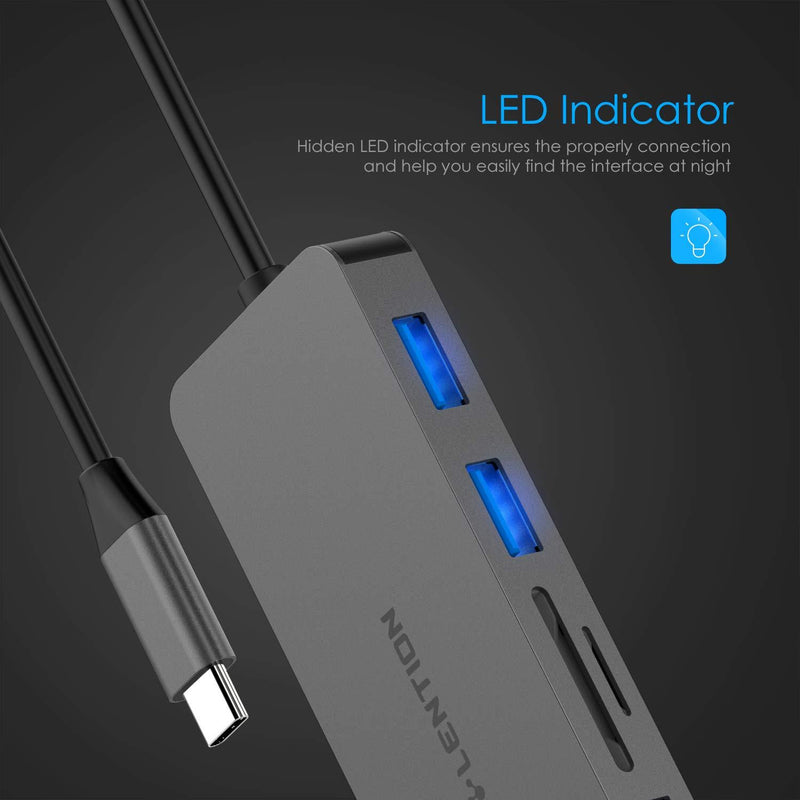 LENTION USB C Hub with 4K HDMI, 3 USB 3.0, SD/Micro SD Card Reader Compatible 2021-2016 MacBook Pro 13/15/16, New Mac Air/Surface, Stable Driver Certified Multi-Port Adapter (CB-C18, Space Gray)