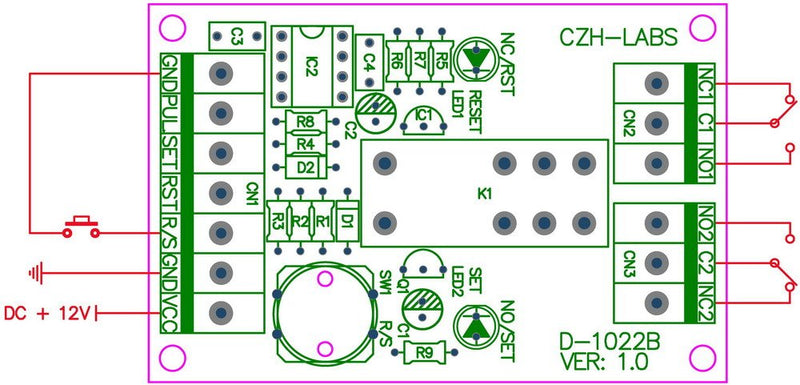 ELECTRONICS-SALON Panel Mount Momentary-Switch/Pulse-Signal Control Latching DPDT Relay Module,12V