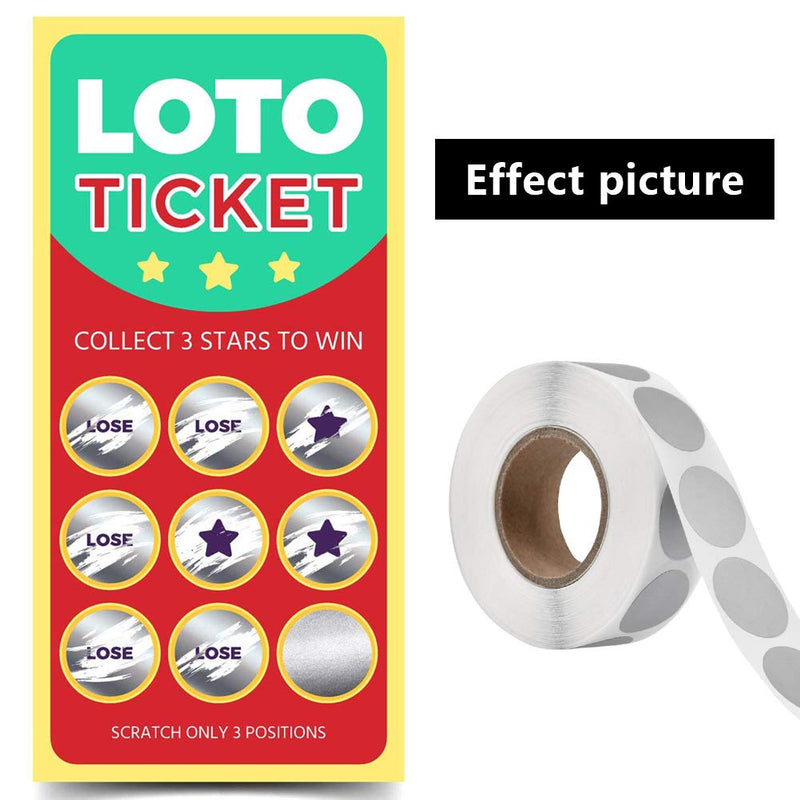 YOTINO 1000 Pcs Scratch Off Labels Sticker, 1" Silver Round Self Stick Scratch-Off Label for Wedding Games, Fundraisers, Promotions, Party & Game Favors