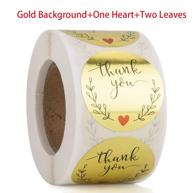 1.5" Gold Thank You Stickers,500pcs, with Cute Box, 6 Colors Available